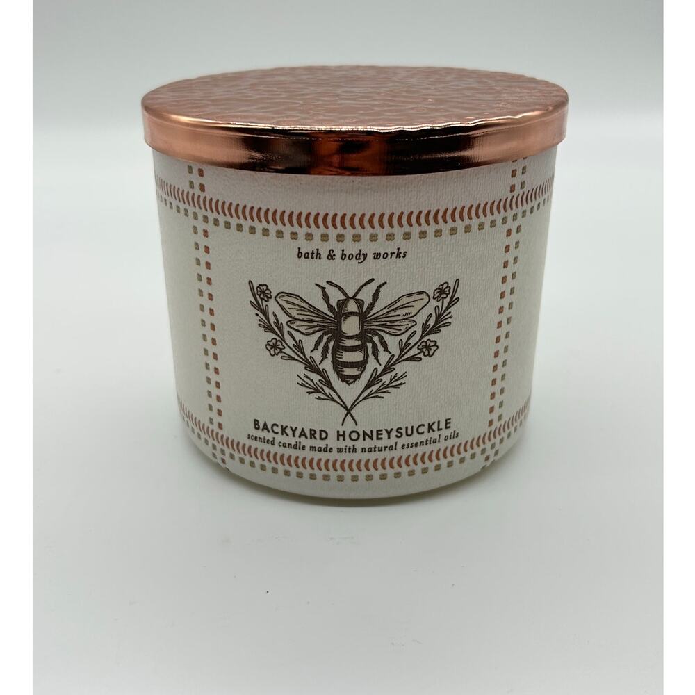 Bath and Body Works Backyard Honeysuckle 3 Wick Scented Candle 14.5 oz